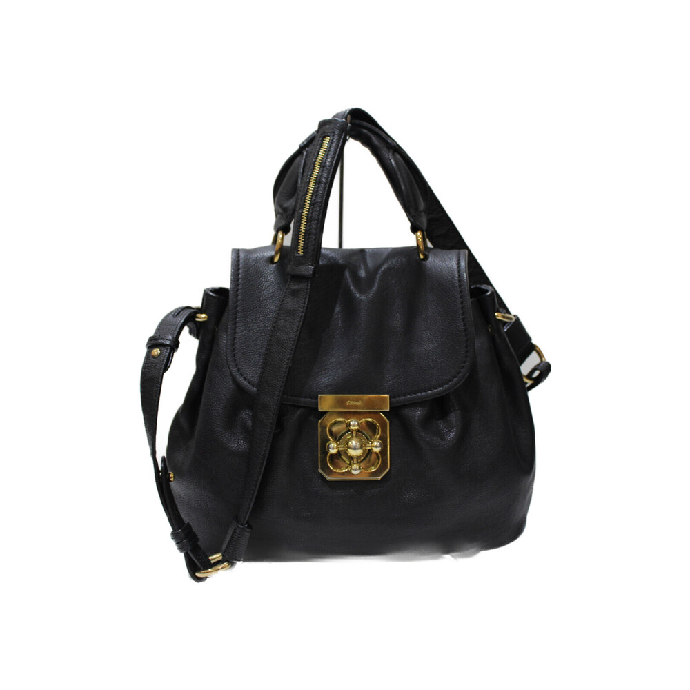 Chloe Elsie Black Leather Shoulder Bag